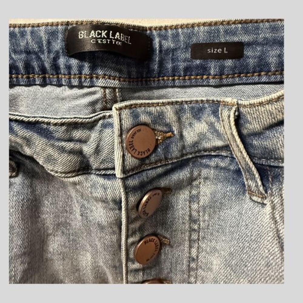 Black Label C'est Toi Distressed Denim Mini Skirt - Size Large - Picture 4 of 5